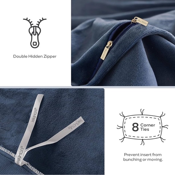 🆕 Blue Velvet Luxury Duvet Set Bedding High End Hotel Vibes KING - Picture 6 of 10